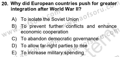 Global Political Economy Dersi 2024 - 2025 Yılı Yaz Okulu Sınav Soruları 20. Soru