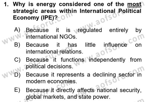 Global Political Economy Dersi 2025 - 2026 Yılı (Vize) Ara Sınav Soruları 1. Soru