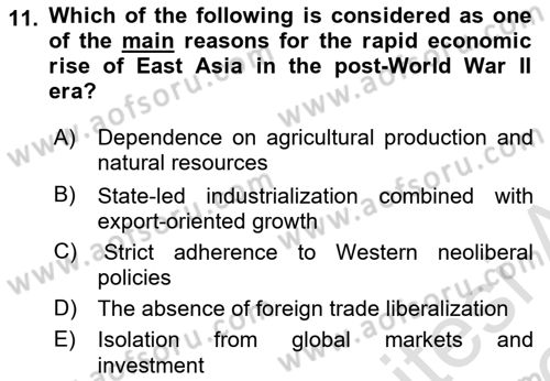 Global Political Economy Dersi 2025 - 2026 Yılı (Vize) Ara Sınav Soruları 11. Soru