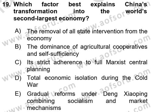 Global Political Economy Dersi 2025 - 2026 Yılı (Vize) Ara Sınav Soruları 19. Soru