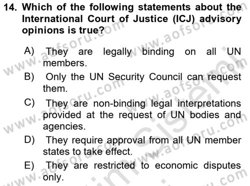 Global Political Economy Dersi 2025 - 2026 Yılı (Final) Dönem Sonu Sınav Soruları 14. Soru