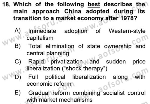 Global Political Economy Dersi 2025 - 2026 Yılı (Final) Dönem Sonu Sınav Soruları 18. Soru
