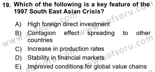 Global Political Economy Dersi 2025 - 2026 Yılı Yaz Okulu Sınav Soruları 19. Soru