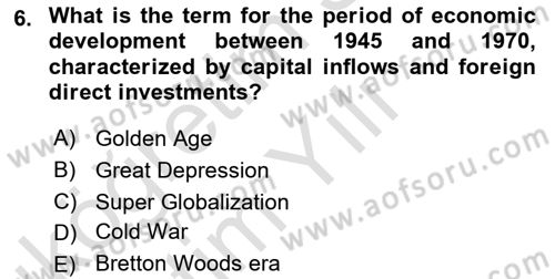 Global Political Economy Dersi 2025 - 2026 Yılı Yaz Okulu Sınav Soruları 6. Soru