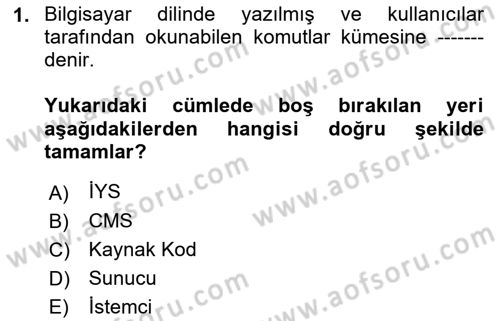 İçerik Yönetim Sistemleri Dersi 2017 - 2018 Yılı 3 Ders Sınav Soruları 1. Soru