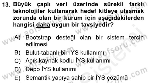 İçerik Yönetim Sistemleri Dersi 2017 - 2018 Yılı 3 Ders Sınav Soruları 13. Soru
