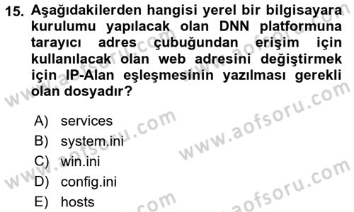 İçerik Yönetim Sistemleri Dersi 2017 - 2018 Yılı 3 Ders Sınav Soruları 15. Soru