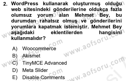 İçerik Yönetim Sistemleri Dersi 2017 - 2018 Yılı 3 Ders Sınav Soruları 2. Soru