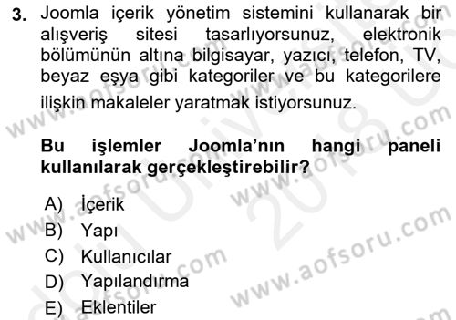 İçerik Yönetim Sistemleri Dersi 2017 - 2018 Yılı 3 Ders Sınav Soruları 3. Soru