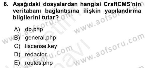 İçerik Yönetim Sistemleri Dersi 2017 - 2018 Yılı 3 Ders Sınav Soruları 6. Soru