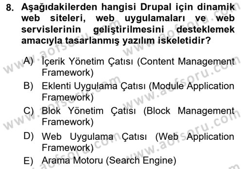 İçerik Yönetim Sistemleri Dersi 2017 - 2018 Yılı 3 Ders Sınav Soruları 8. Soru