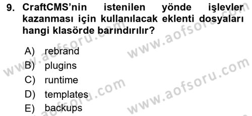 İçerik Yönetim Sistemleri Dersi 2017 - 2018 Yılı 3 Ders Sınav Soruları 9. Soru