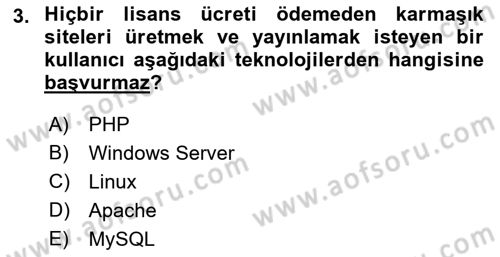 İçerik Yönetim Sistemleri Dersi 2017 - 2018 Yılı (Vize) Ara Sınav Soruları 3. Soru