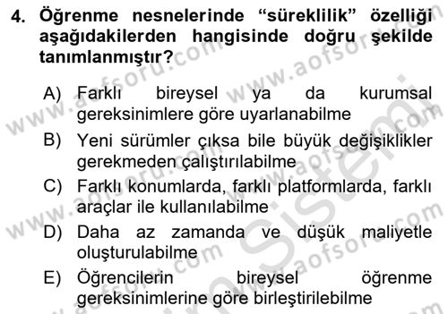 İçerik Yönetim Sistemleri Dersi Ara Sınavı Deneme Sınav Soruları 4. Soru