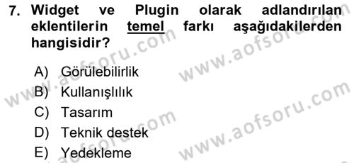 İçerik Yönetim Sistemleri Dersi 2017 - 2018 Yılı (Vize) Ara Sınav Soruları 7. Soru