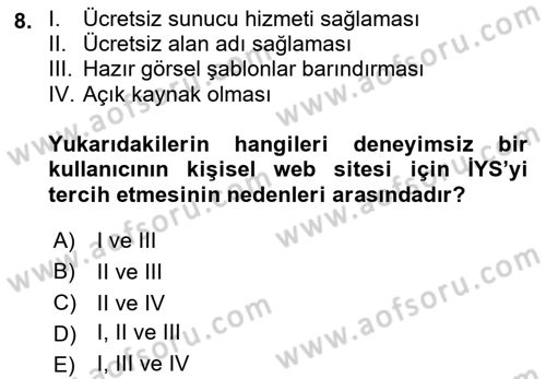İçerik Yönetim Sistemleri Dersi 2017 - 2018 Yılı (Vize) Ara Sınav Soruları 8. Soru