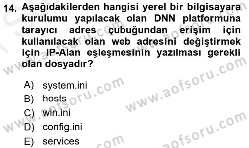 İçerik Yönetim Sistemleri Dersi 2017 - 2018 Yılı (Final) Dönem Sonu Sınav Soruları 14. Soru