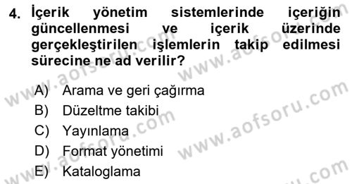 İçerik Yönetim Sistemleri Dersi 2017 - 2018 Yılı (Final) Dönem Sonu Sınav Soruları 4. Soru