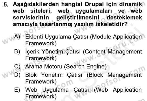 İçerik Yönetim Sistemleri Dersi 2017 - 2018 Yılı (Final) Dönem Sonu Sınav Soruları 5. Soru