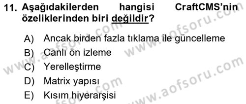 İçerik Yönetim Sistemleri Dersi 2018 - 2019 Yılı 3 Ders Sınav Soruları 11. Soru