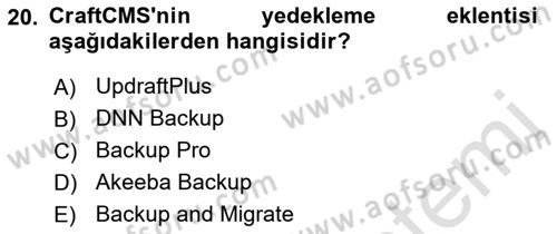 İçerik Yönetim Sistemleri Dersi 2018 - 2019 Yılı 3 Ders Sınav Soruları 20. Soru