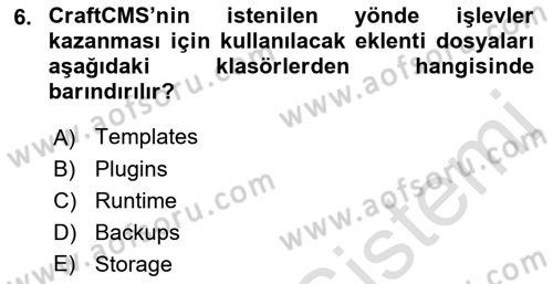 İçerik Yönetim Sistemleri Dersi 2018 - 2019 Yılı 3 Ders Sınav Soruları 6. Soru