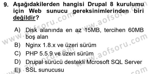 İçerik Yönetim Sistemleri Dersi 2018 - 2019 Yılı 3 Ders Sınav Soruları 9. Soru
