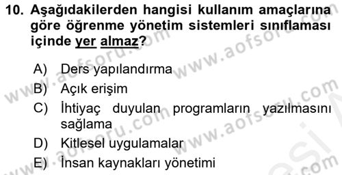 İçerik Yönetim Sistemleri Dersi 2018 - 2019 Yılı (Vize) Ara Sınav Soruları 10. Soru