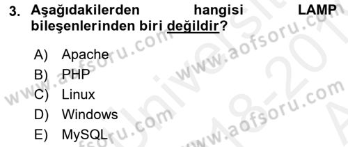 İçerik Yönetim Sistemleri Dersi Ara Sınavı Deneme Sınav Soruları 3. Soru