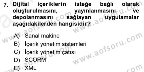İçerik Yönetim Sistemleri Dersi Ara Sınavı Deneme Sınav Soruları 7. Soru