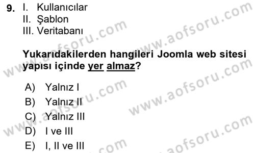 İçerik Yönetim Sistemleri Dersi 2018 - 2019 Yılı (Vize) Ara Sınav Soruları 9. Soru