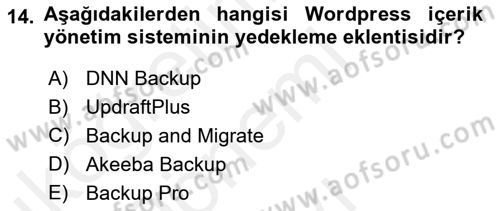 İçerik Yönetim Sistemleri Dersi 2018 - 2019 Yılı (Final) Dönem Sonu Sınav Soruları 14. Soru
