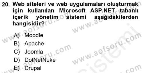 İçerik Yönetim Sistemleri Dersi 2018 - 2019 Yılı (Final) Dönem Sonu Sınav Soruları 20. Soru