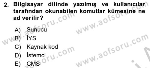 İçerik Yönetim Sistemleri Dersi 2018 - 2019 Yılı Yaz Okulu Sınav Soruları 2. Soru