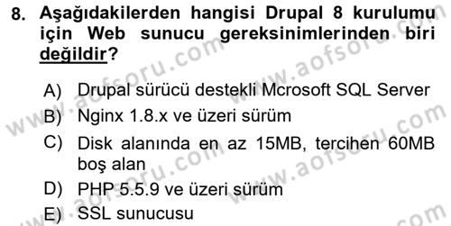 İçerik Yönetim Sistemleri Dersi 2018 - 2019 Yılı Yaz Okulu Sınav Soruları 8. Soru