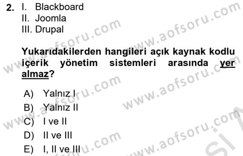 İçerik Yönetim Sistemleri Dersi 2019 - 2020 Yılı (Vize) Ara Sınav Soruları 2. Soru
