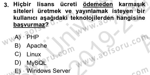 İçerik Yönetim Sistemleri Dersi Ara Sınavı Deneme Sınav Soruları 3. Soru