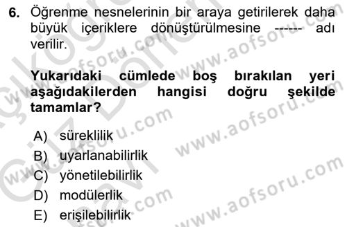 İçerik Yönetim Sistemleri Dersi 2019 - 2020 Yılı (Vize) Ara Sınav Soruları 6. Soru