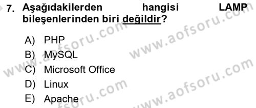 İçerik Yönetim Sistemleri Dersi Ara Sınavı Deneme Sınav Soruları 7. Soru