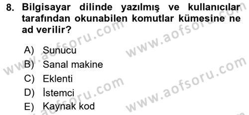 İçerik Yönetim Sistemleri Dersi 2019 - 2020 Yılı (Vize) Ara Sınav Soruları 8. Soru