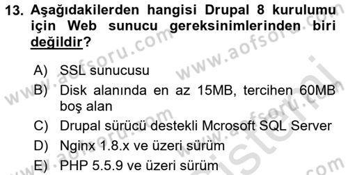 İçerik Yönetim Sistemleri Dersi 2019 - 2020 Yılı (Final) Dönem Sonu Sınav Soruları 13. Soru