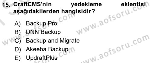 İçerik Yönetim Sistemleri Dersi 2019 - 2020 Yılı (Final) Dönem Sonu Sınav Soruları 15. Soru