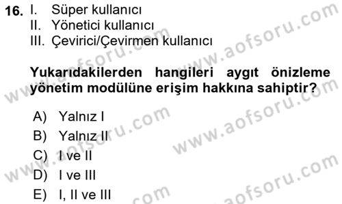 İçerik Yönetim Sistemleri Dersi 2019 - 2020 Yılı (Final) Dönem Sonu Sınav Soruları 16. Soru