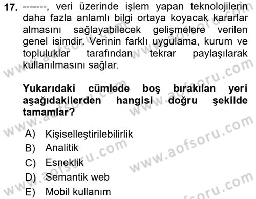 İçerik Yönetim Sistemleri Dersi 2019 - 2020 Yılı (Final) Dönem Sonu Sınav Soruları 17. Soru