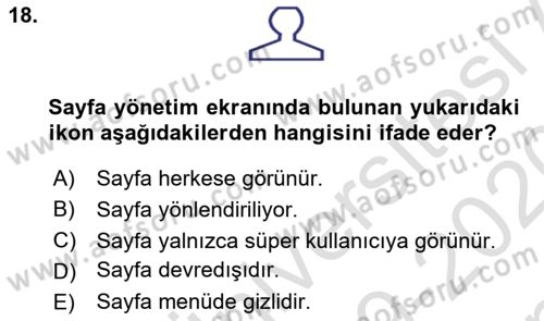 İçerik Yönetim Sistemleri Dersi 2019 - 2020 Yılı (Final) Dönem Sonu Sınav Soruları 18. Soru