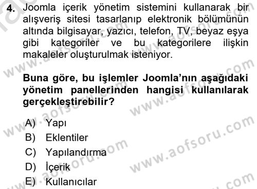 İçerik Yönetim Sistemleri Dersi 2019 - 2020 Yılı (Final) Dönem Sonu Sınav Soruları 4. Soru