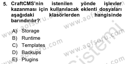 İçerik Yönetim Sistemleri Dersi 2019 - 2020 Yılı (Final) Dönem Sonu Sınav Soruları 5. Soru