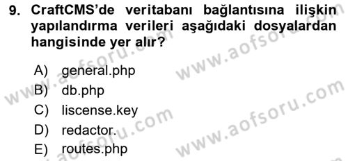 İçerik Yönetim Sistemleri Dersi 2019 - 2020 Yılı (Final) Dönem Sonu Sınav Soruları 9. Soru