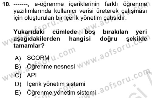 İçerik Yönetim Sistemleri Dersi 2021 - 2022 Yılı (Vize) Ara Sınav Soruları 10. Soru