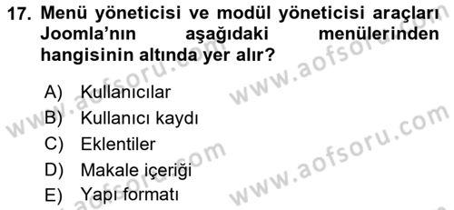 İçerik Yönetim Sistemleri Dersi 2021 - 2022 Yılı (Vize) Ara Sınav Soruları 17. Soru